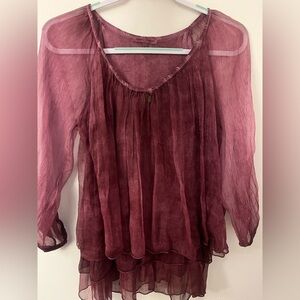 Burgundy Tempo Paris Layered Blouse